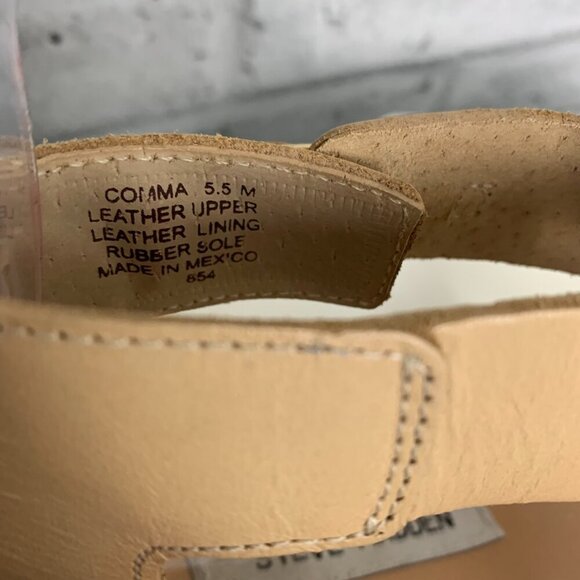 Steve Madden Comma Strappy Flat Tan Leather Sandals - Picture 9 of 9